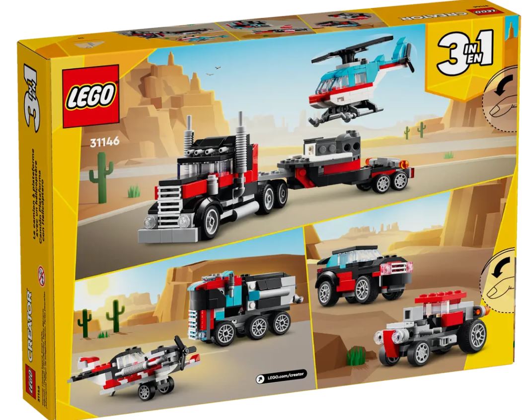 Lego Creator 3 In 1 Flatbed Truck With Helicopter Toy 31146 : Target