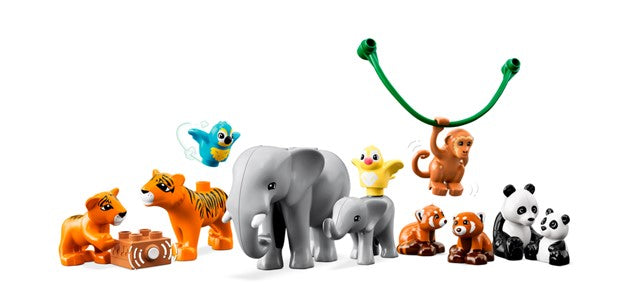 LEGO DUPLO Wild Animals of Asia 10974, juego de ladrillos con panda y  elefante, figuras de juguete para bebés, más sonidos, juguetes para niños
