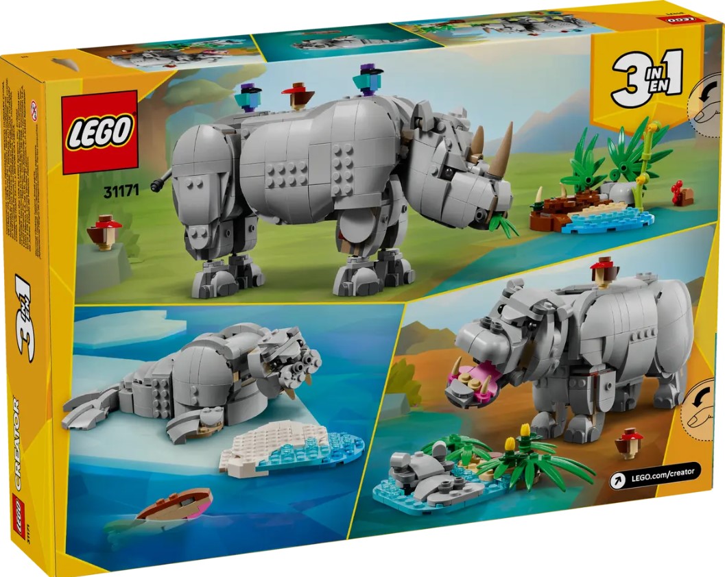 LEGO® Creator 3in1 Wild Animals: Majestic Rhino with Birds – 31171